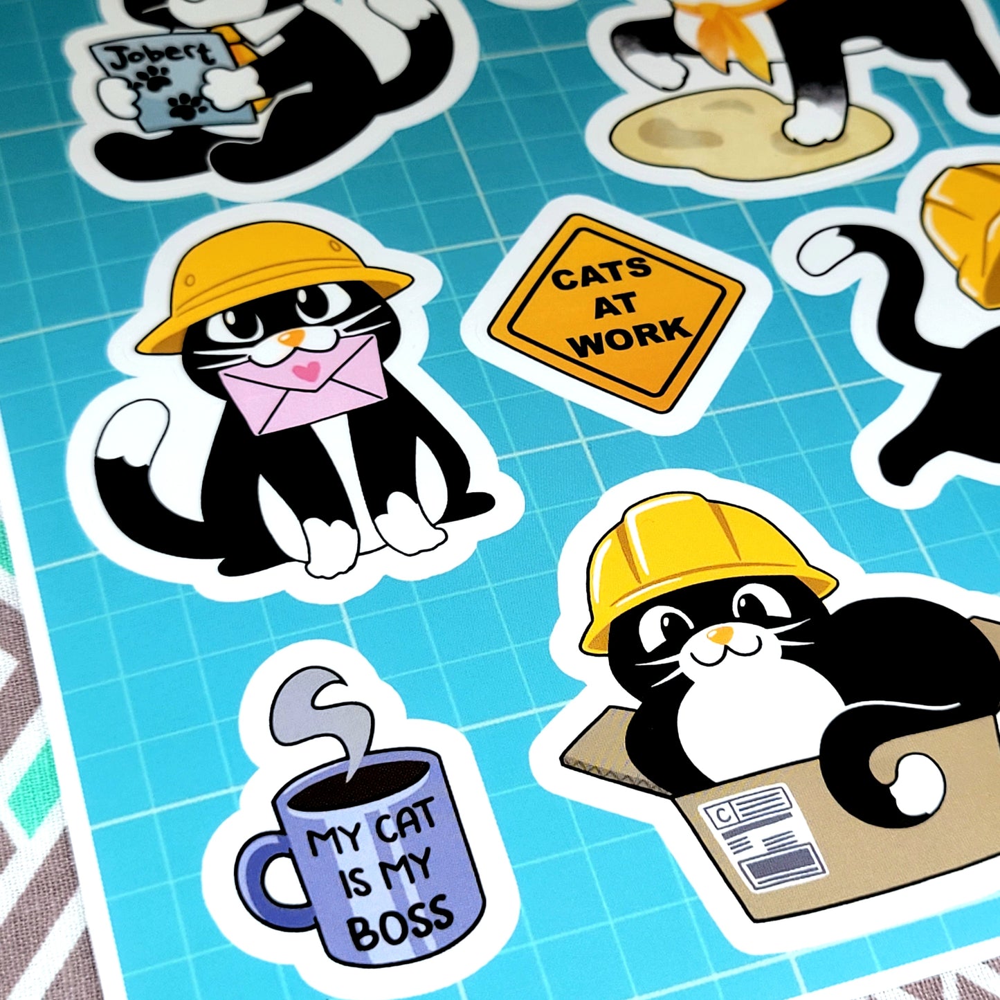"Cats at Work" Jobert Sticker Sheet