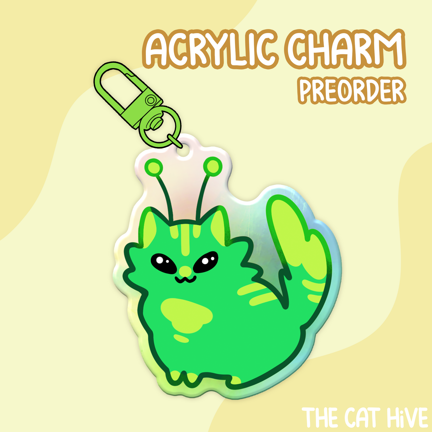 PREORDER Alien Kitten Holographic Acrylic Charm