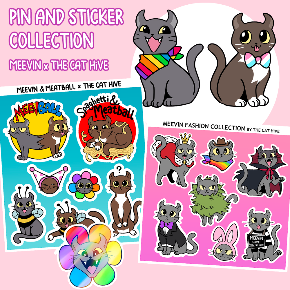 Meevin & Meatball Pin and Sticker Collection