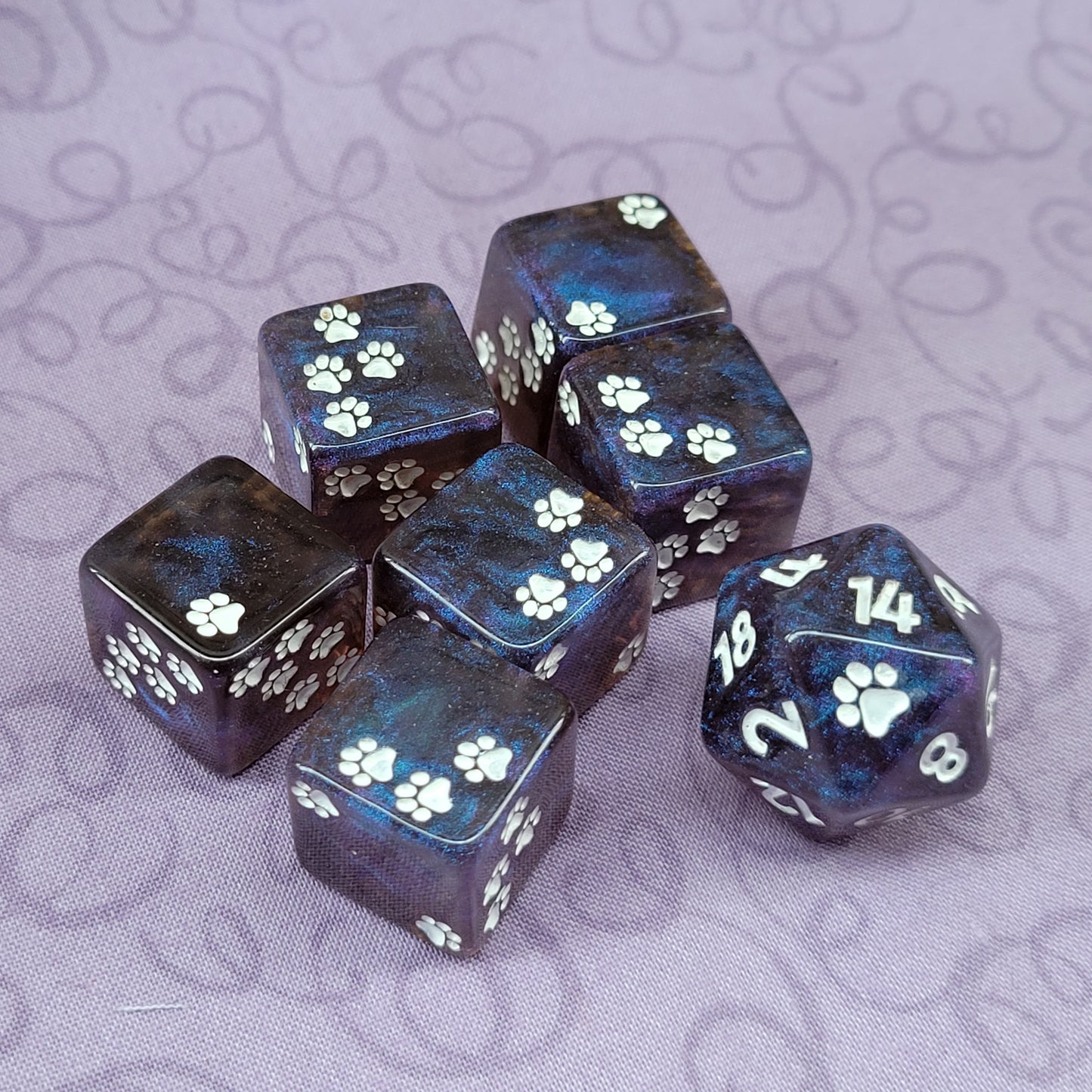 Pawprint Pips d6 Set - Starry Night