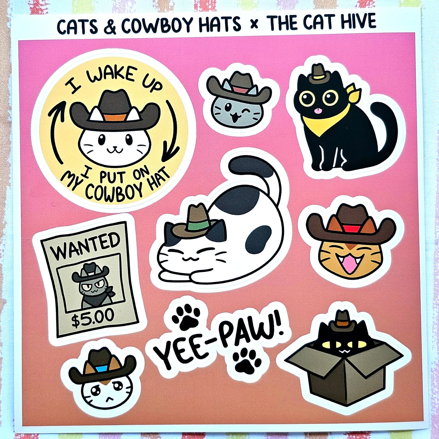 Cats and Cowboy Hats Pin and Sticker Collection