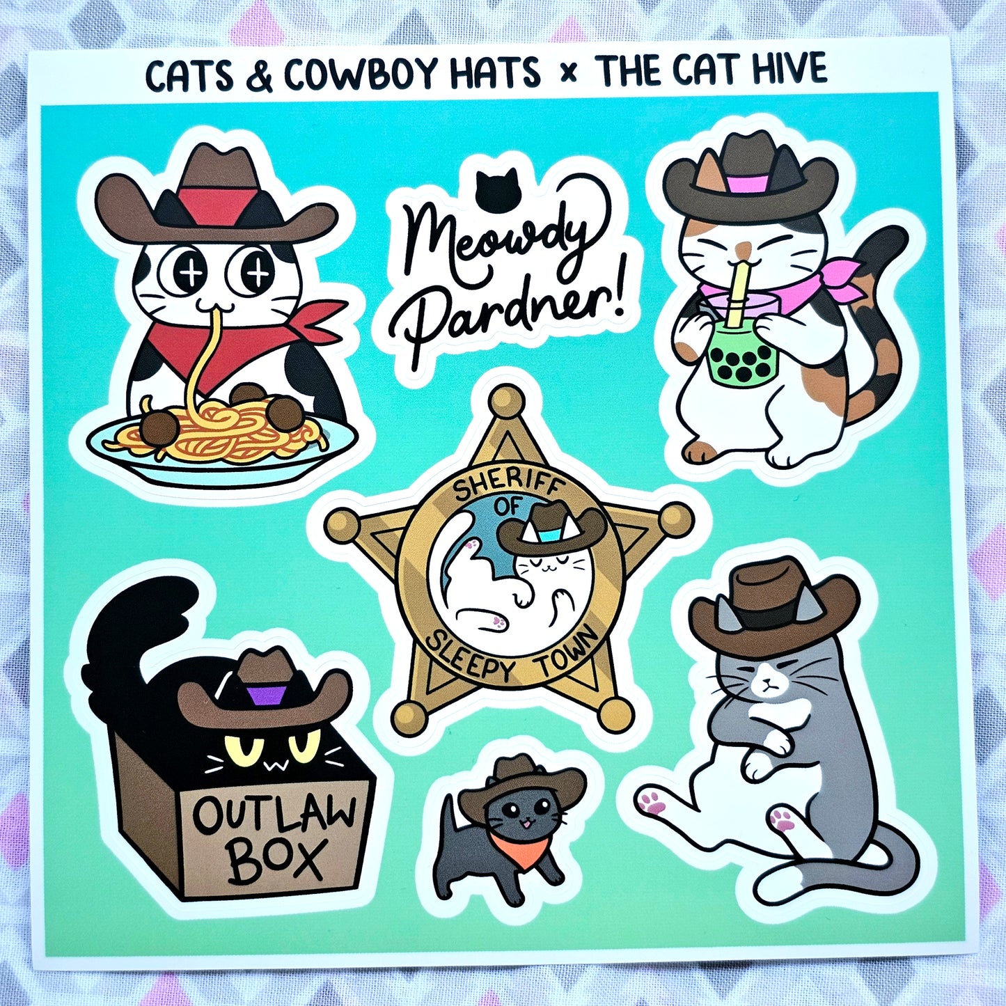 Cats and Cowboy Hats Pin and Sticker Collection