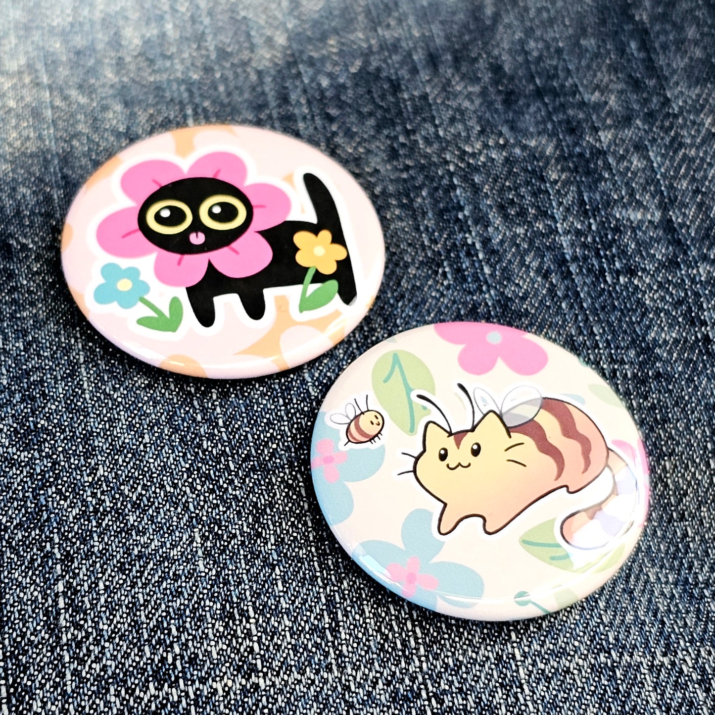 Garden Cats Pinback Button or Magnet Set