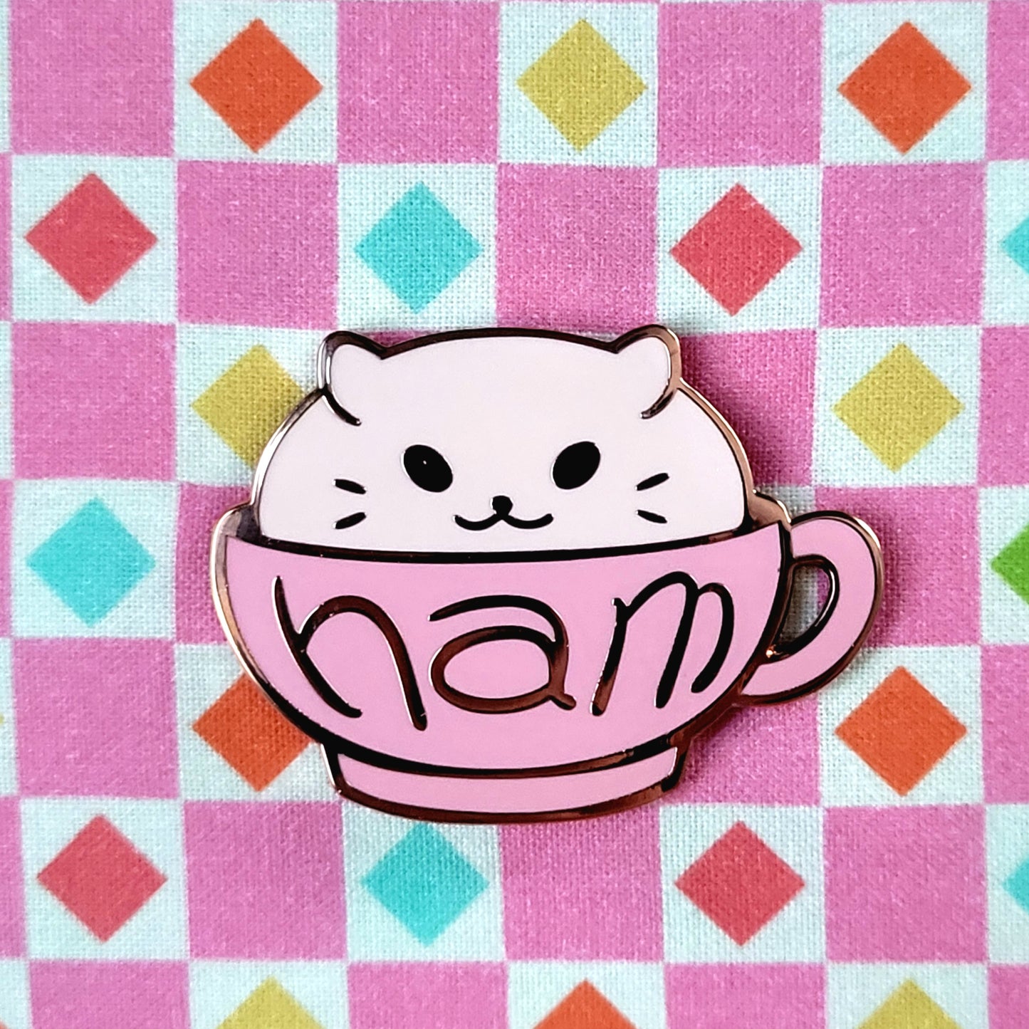 B-GRADE Pink Hamster Tea Enamel Pin