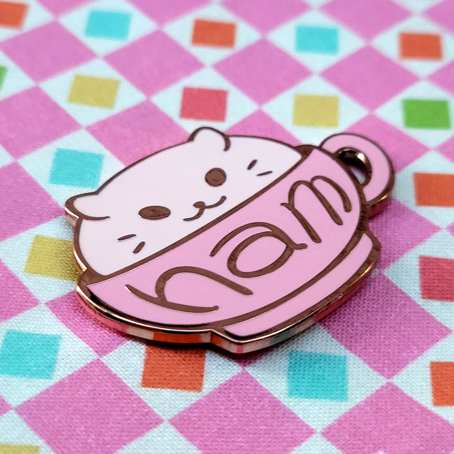 B-GRADE Pink Hamster Tea Enamel Pin