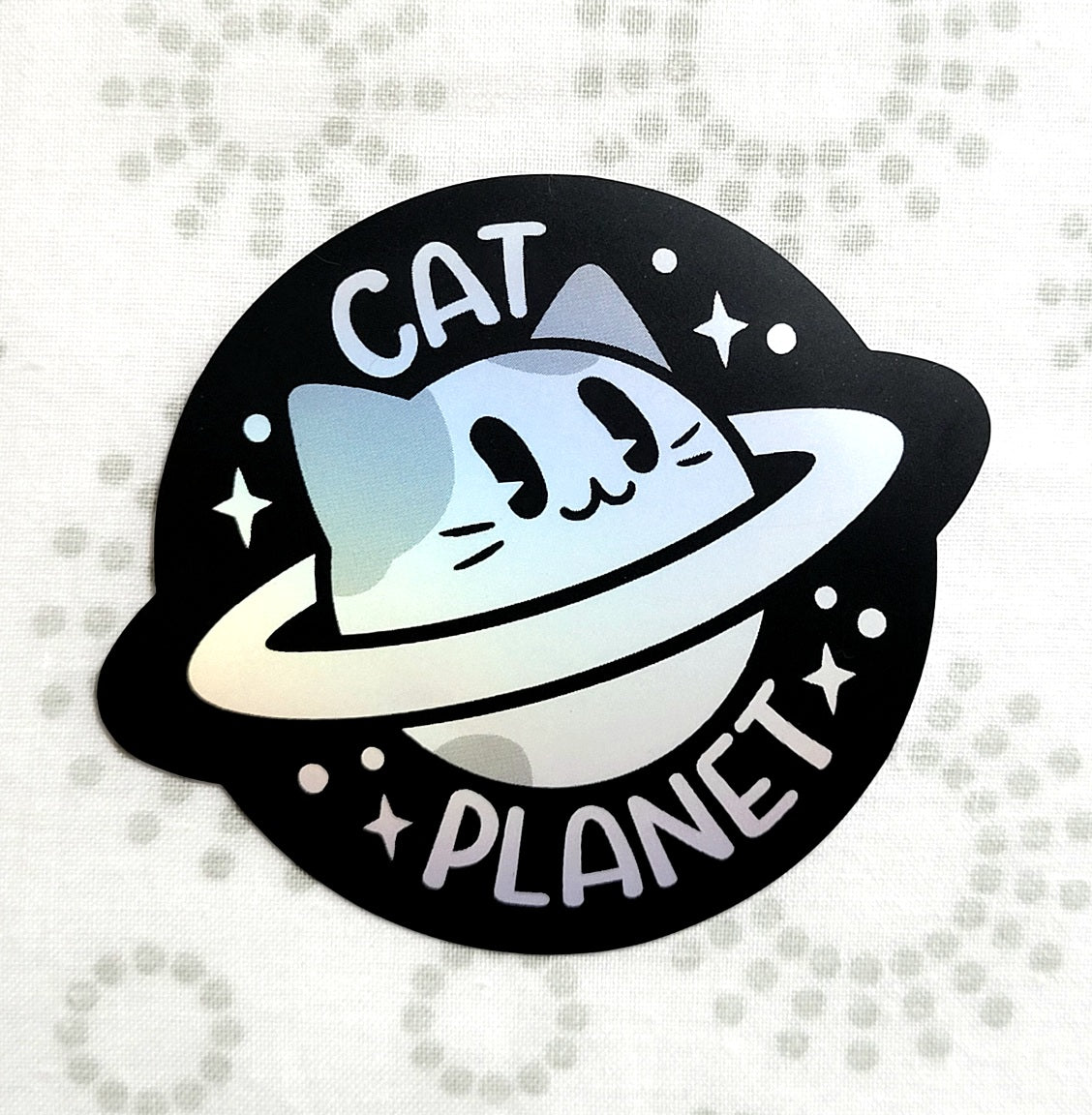Cat Planet Matte Holographic Vinyl Sticker