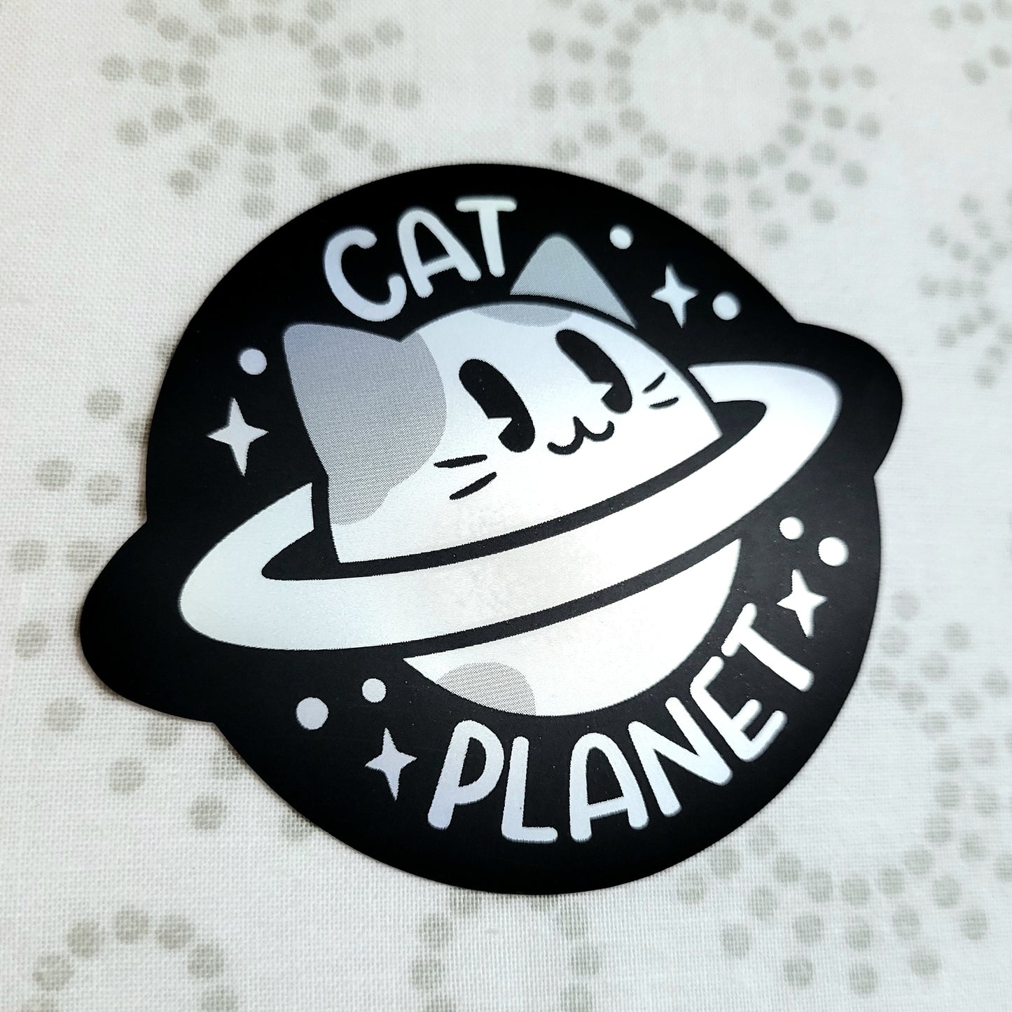 Cat Planet Matte Holographic Vinyl Sticker