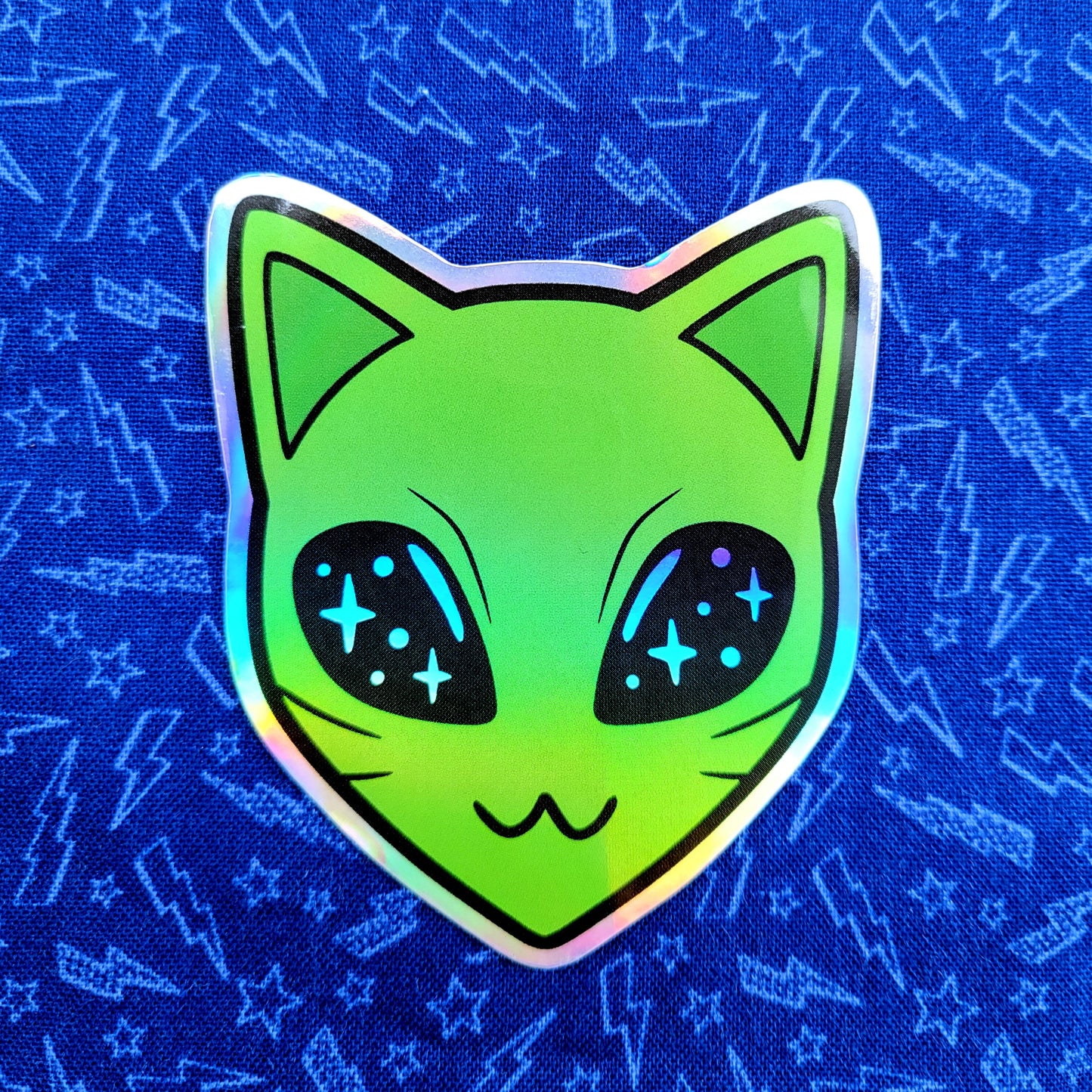 Alien Cat Holographic Vinyl Sticker
