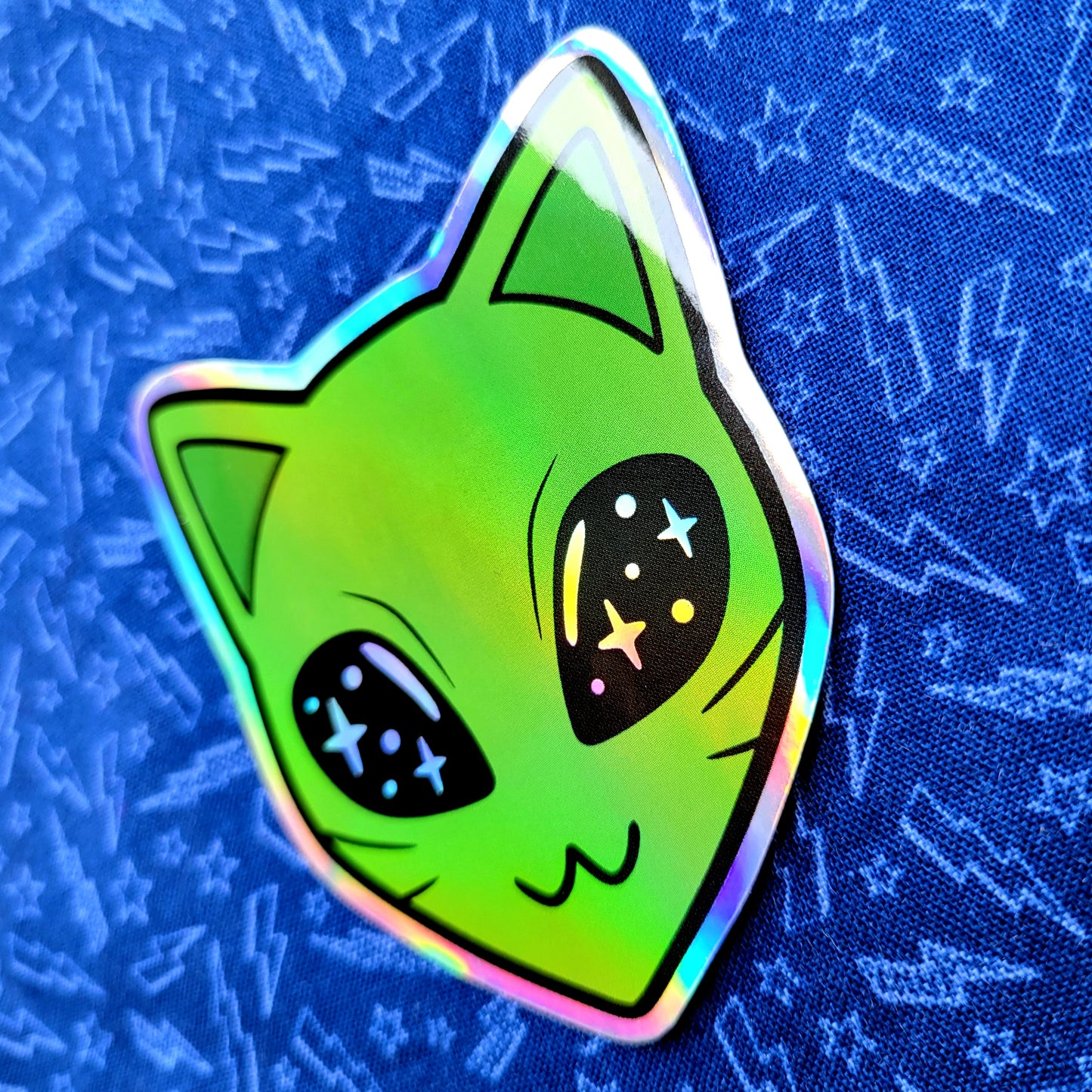 Alien Cat Holographic Vinyl Sticker