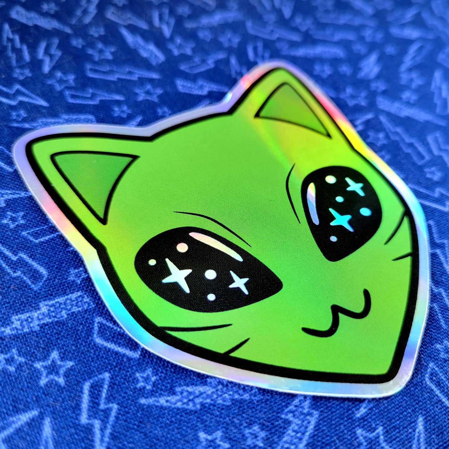 Alien Cat Holographic Vinyl Sticker