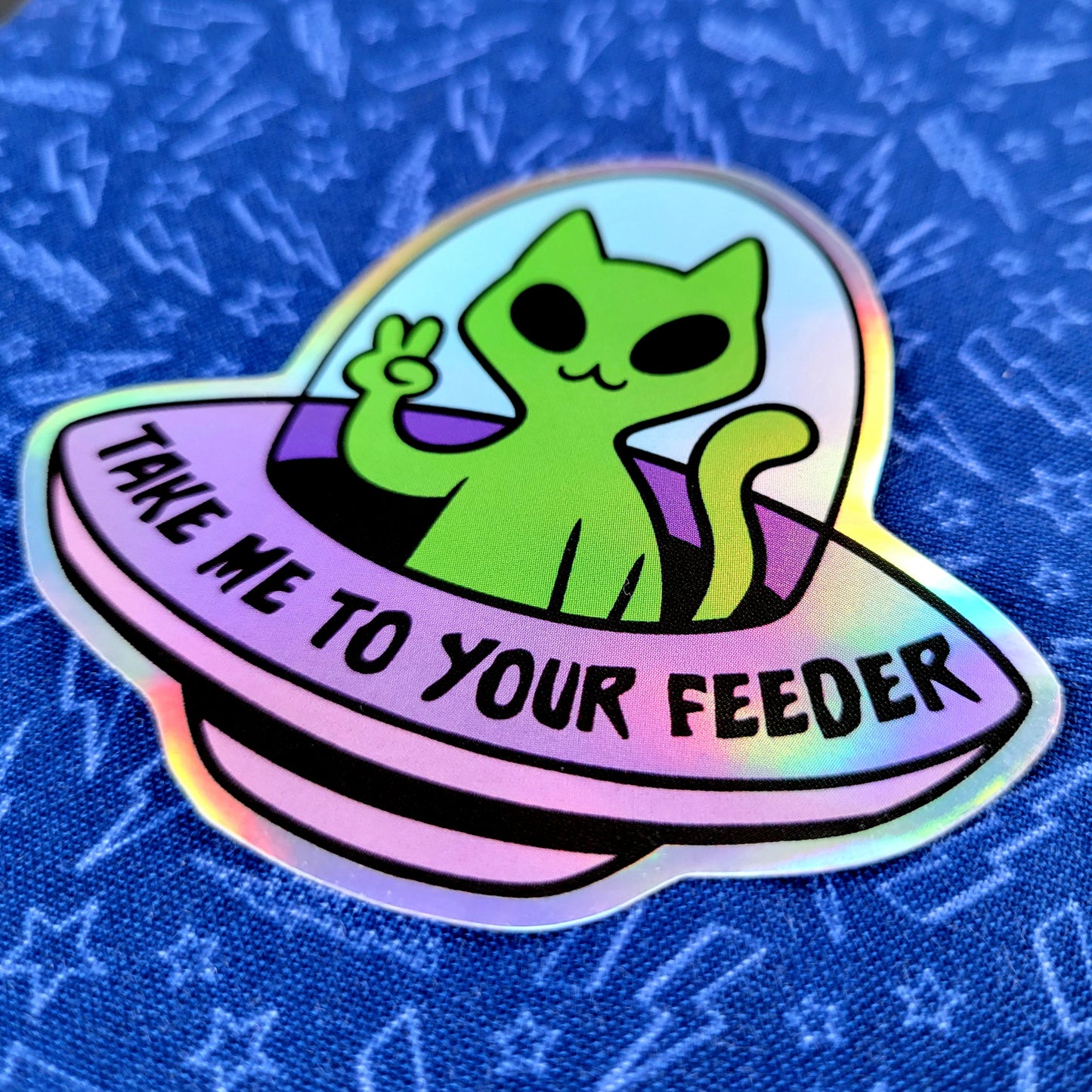 Take Me To Your Feeder Holographic Vinyl Sticker