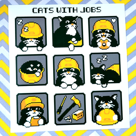 "Construction Cats" Jobert Sticker Sheet