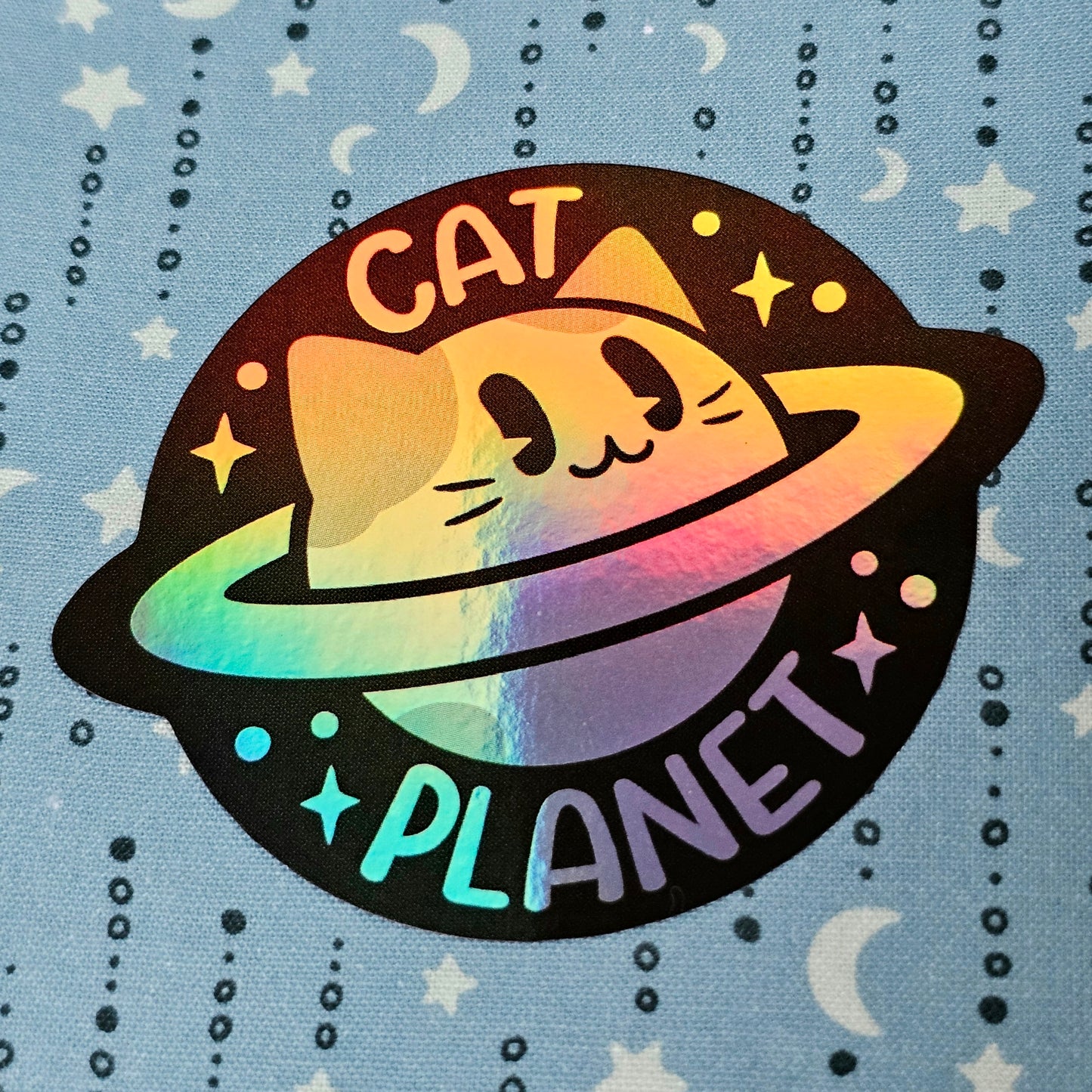 V2 Rainbow Cat Planet Holographic Vinyl Sticker