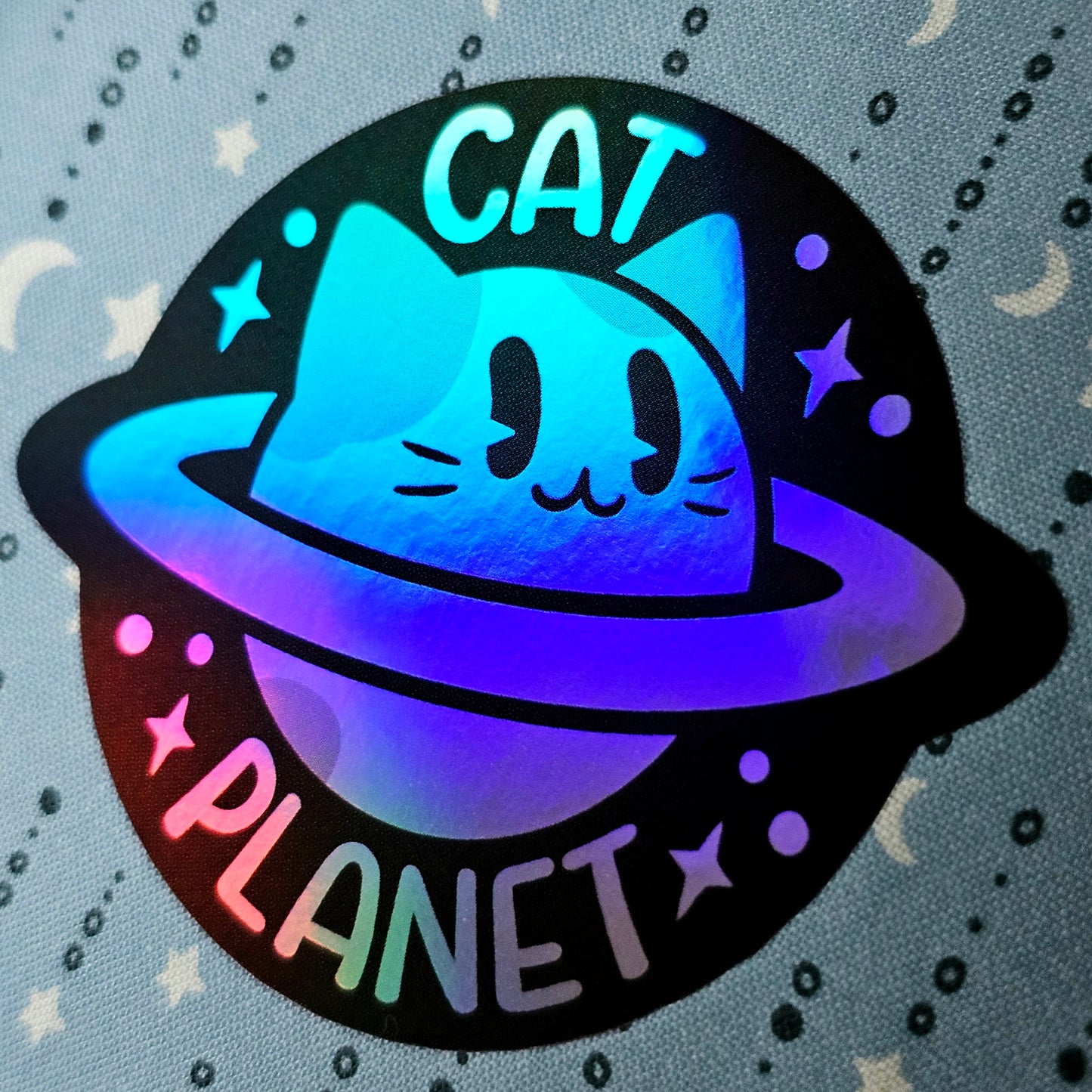 V2 Rainbow Cat Planet Holographic Vinyl Sticker