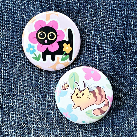 Garden Cats Pinback Button or Magnet Set