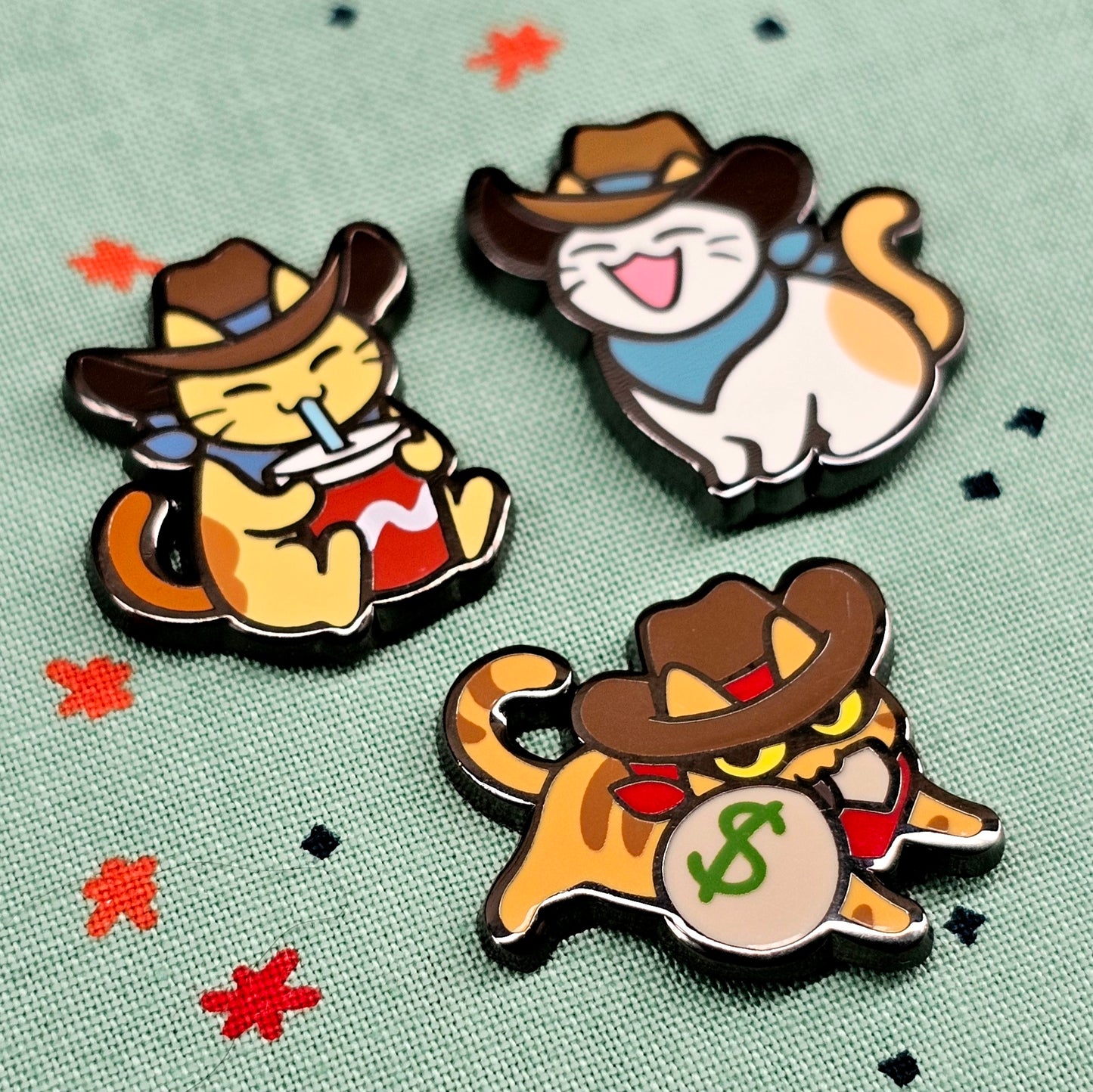 Tiny Cowboy Trio Enamel Pin Set