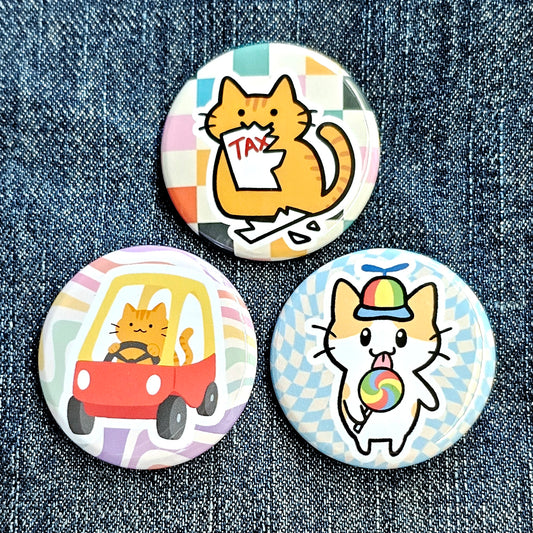 Orange Braincell Pinback Button or Magnet Set