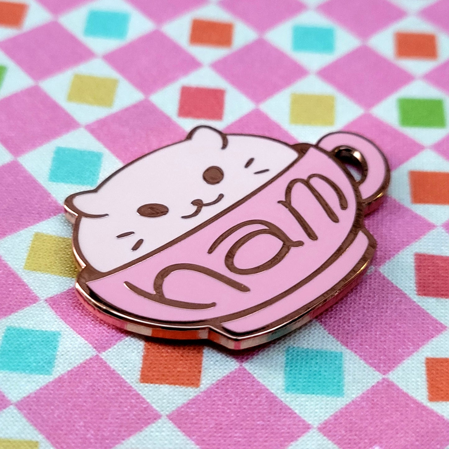 Pink Hamster Tea Enamel Pin